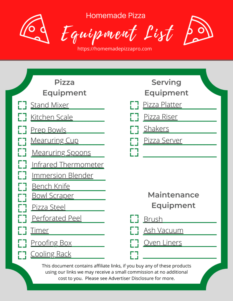 pizza equipment checklist