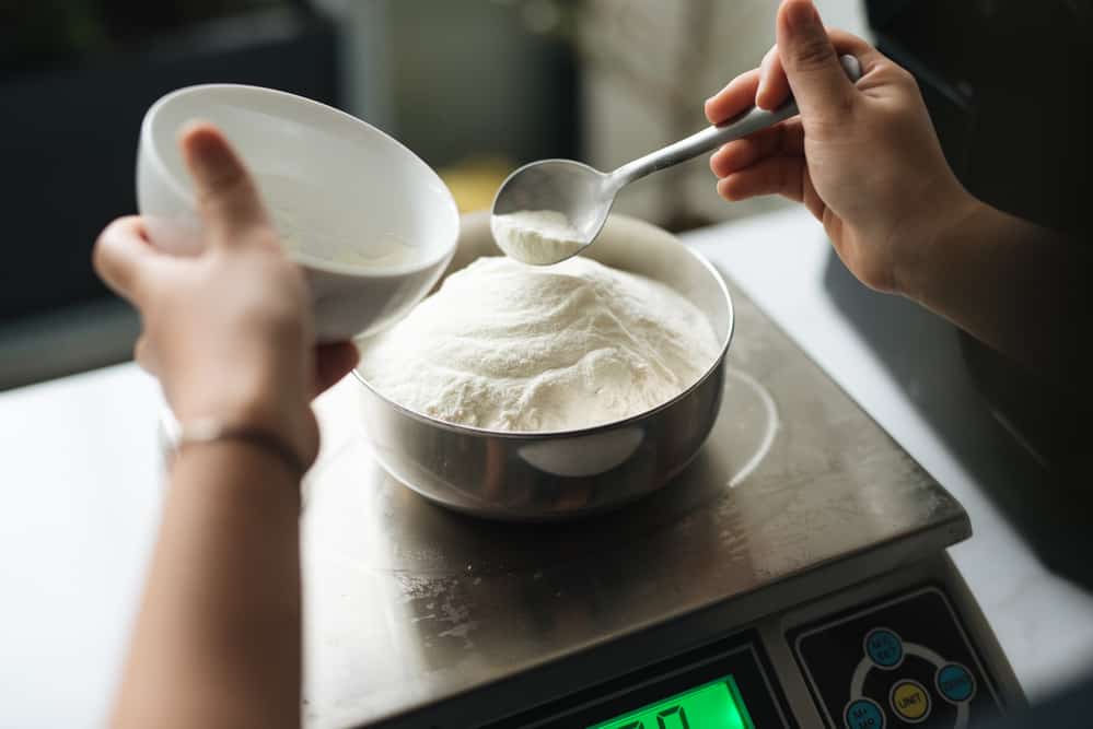 Weighing flour