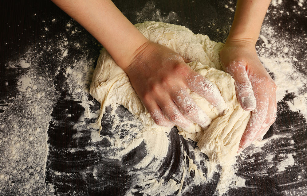 Mixing dough by hand