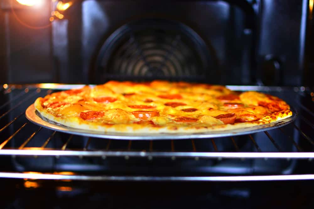 baking pizza in oven