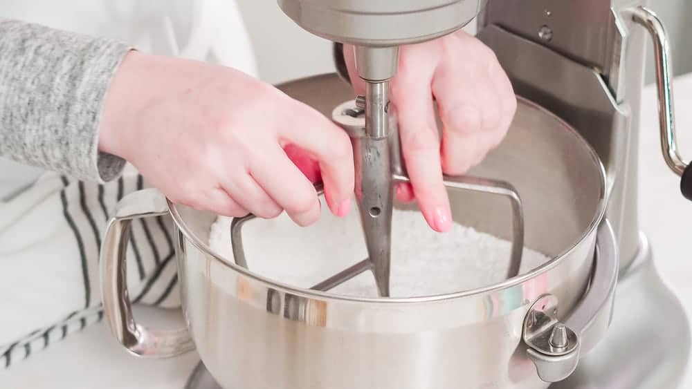 mixing dough with paddle