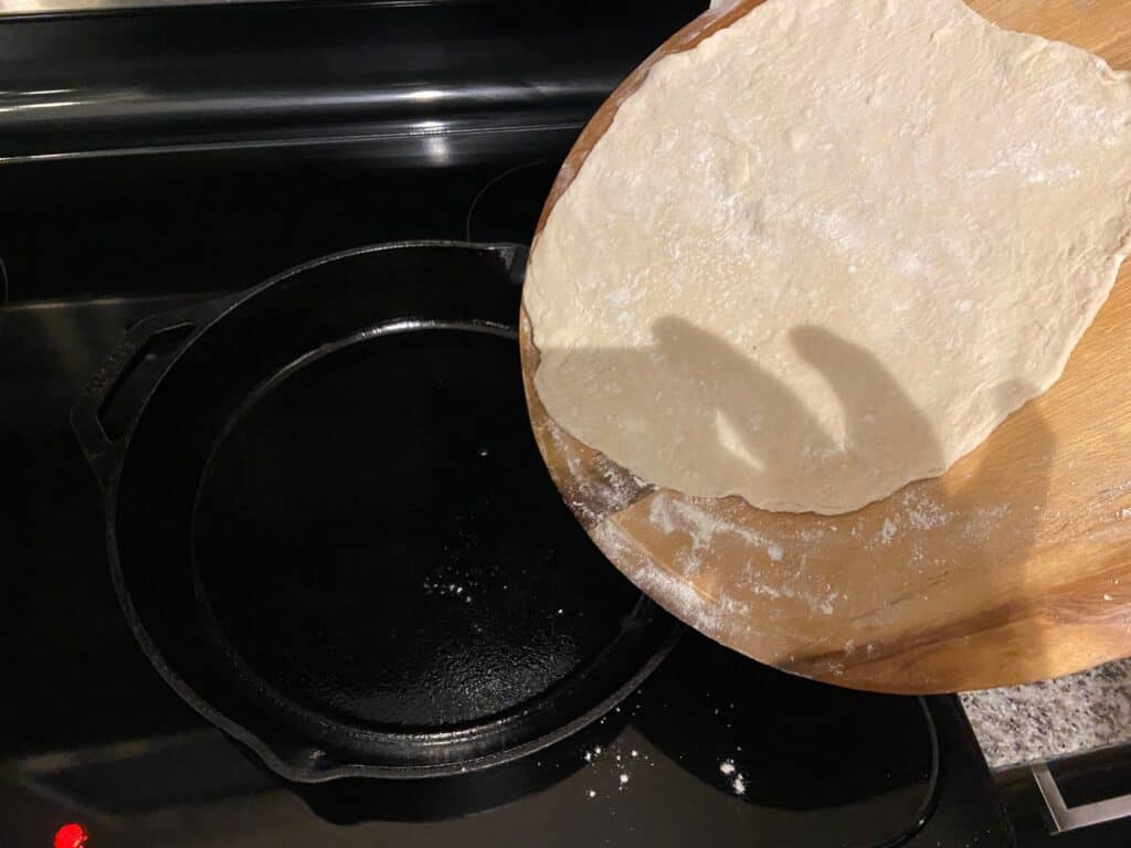 Step 2 Transfer Dough to Cast Iron Pan