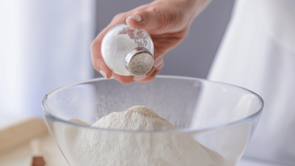 Adding salt to flour