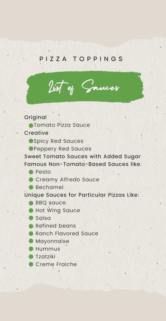 List of Sauces for Pizza