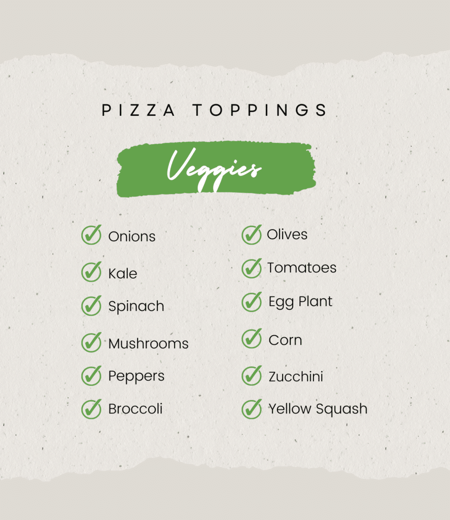 Pizza Toppings List - Vegetables