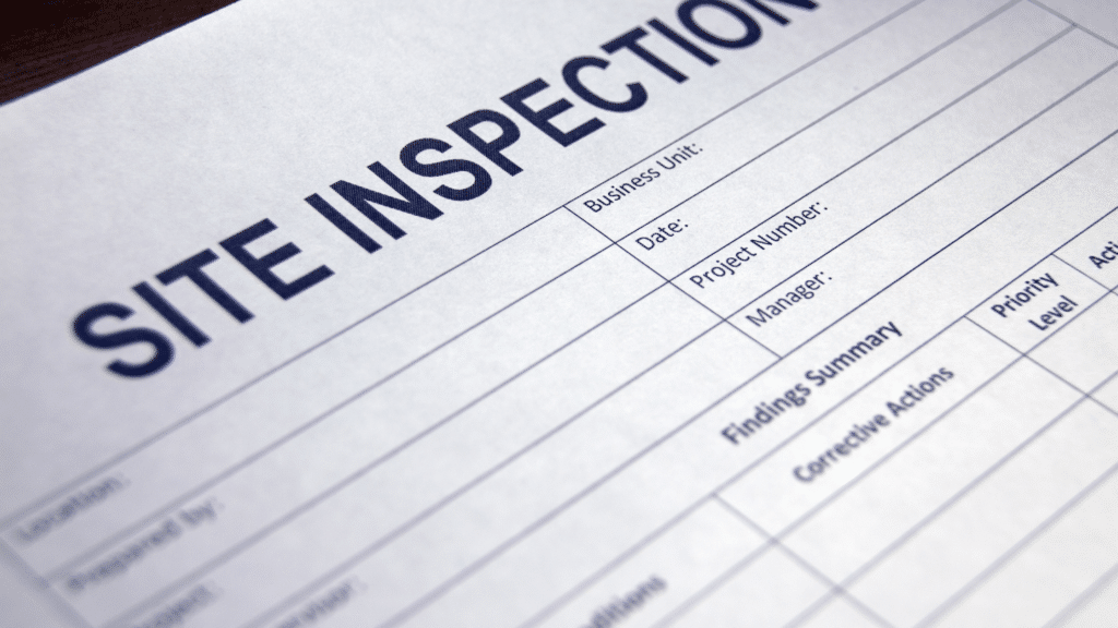 Site inspection form