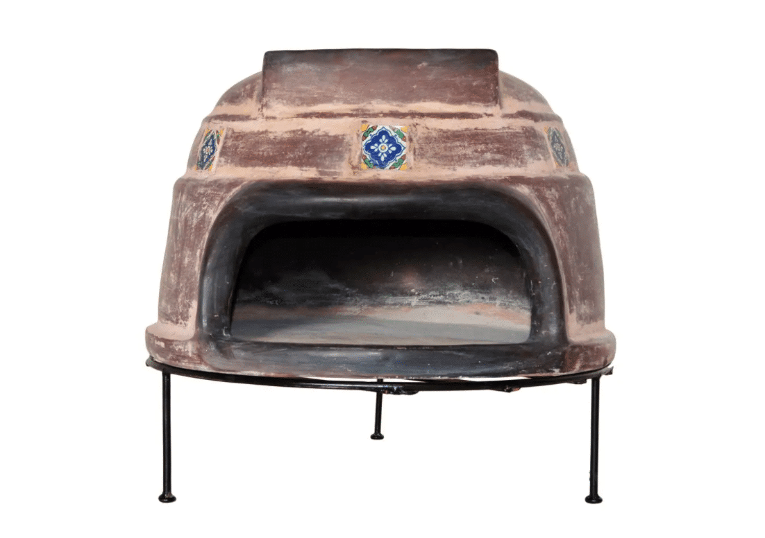 Ravenna Pottery Talavera Tile Ocre Wood Burning Clay Outdoor Pizza Oven