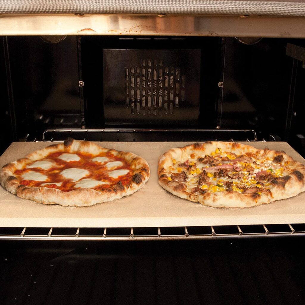 Unicook Pizza Stone with two pizzas
