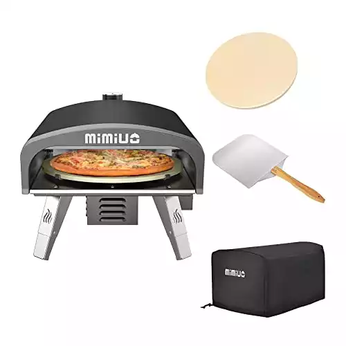 Mimiuo Black Portable Gas Pizza Oven with Automatic Rotation System