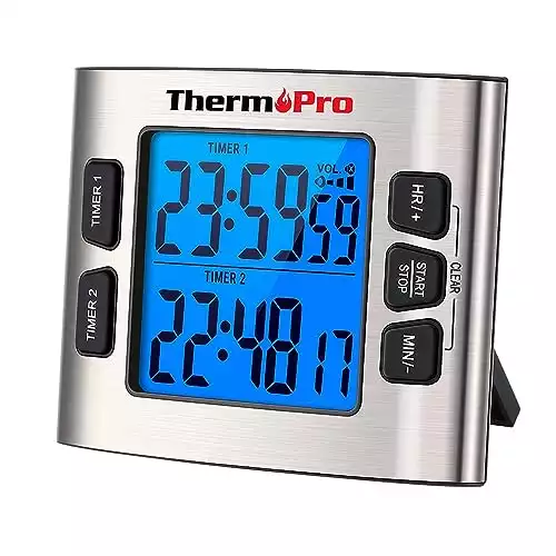 ThermoPro Digital Kitchen Timer with Dual Countdown Stop